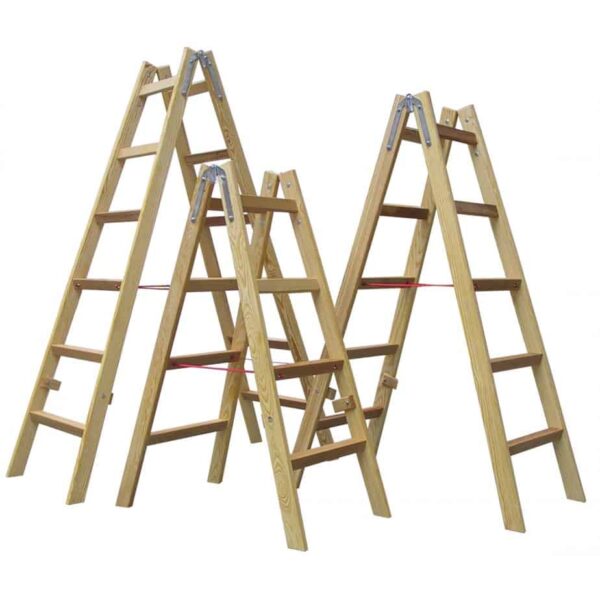 Folding wooden ladders