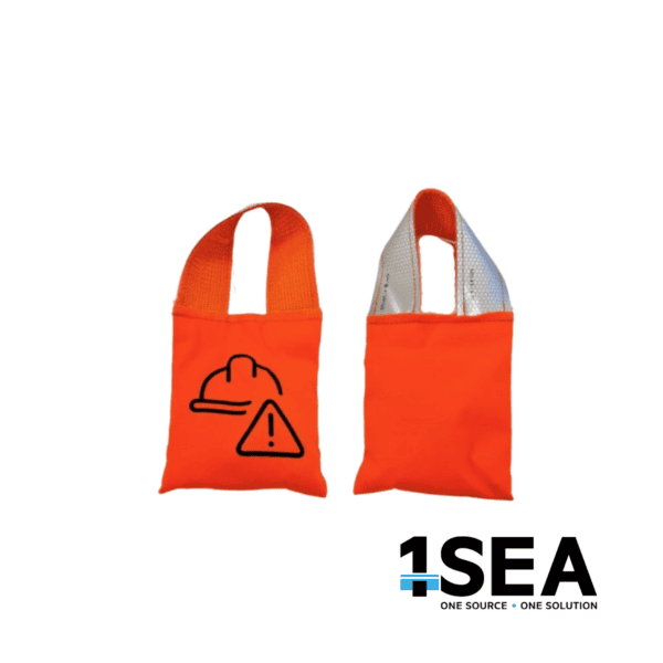 1SEA orange heaving line throwing bag with reflective handle, 500 g, item 322245