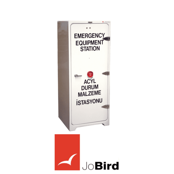 JoBird JB20EE emergency equipment cabinet with bilingual front signage for marine safety use