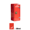 Front angled view of JB82 fire extinguisher cabinet with UV-stable red finish