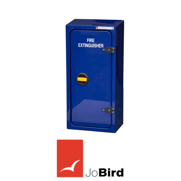 Blue JB82 cabinet for 6–12 litre fire extinguisher with marine-grade construction
