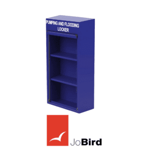 JoBird RS450PF pumping and flooding locker cabinet in blue GRP with shelving for marine emergency response