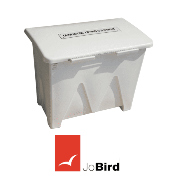 JoBird White 10 x life jacket chest SOS506 used for marine emergency flotation storage with high-visibility signage