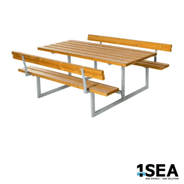1SEA Table and Bench Set with Backrests – Larch
