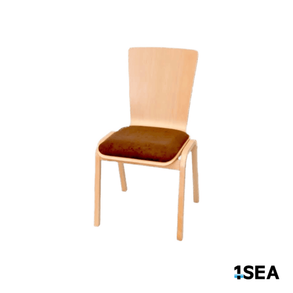Wooden Copenhagen chair with brown upholstered seat