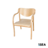 1SEA Gdansk Wood Arm stackable marine chair with wooden seat and back with armrests