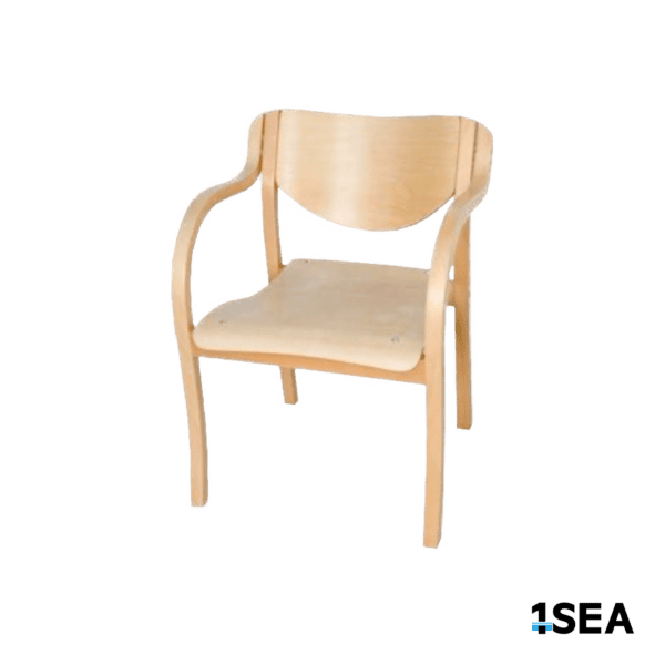 1SEA Gdansk Wood Arm stackable marine chair with wooden seat and back with armrests