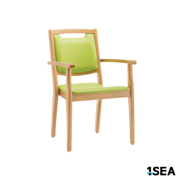 1SEA Norrköping Comfort Arm stackable marine chair with upholstered seat and back with armrests