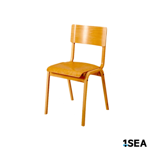 1SEA Riga Wood stackable marine chair with wooden seat and back