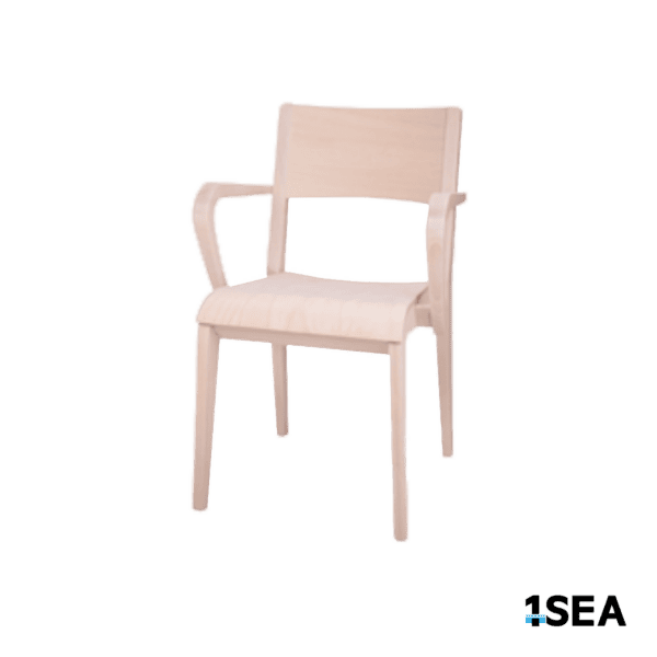 1SEA Rostock Wood Arm stackable marine chair with wooden seat and back with armrests