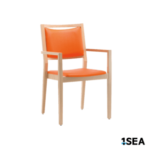 1SEA Umeå Comfort Arm stackable marine chair with upholstered seat and back with armrests