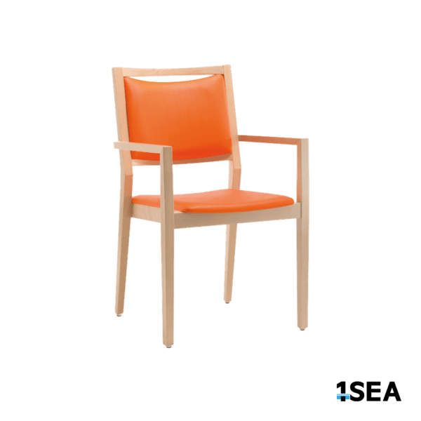 1SEA Umeå Comfort Arm stackable marine chair with upholstered seat and back with armrests