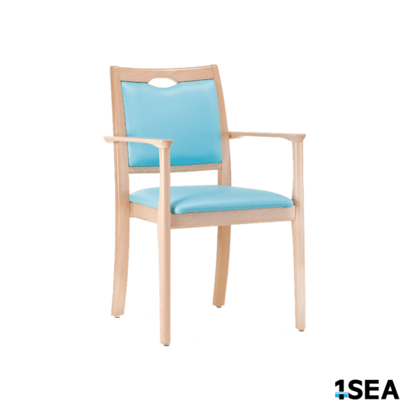 1SEA Ystad Seat Arm stackable marine chair with upholstered seat with armrests