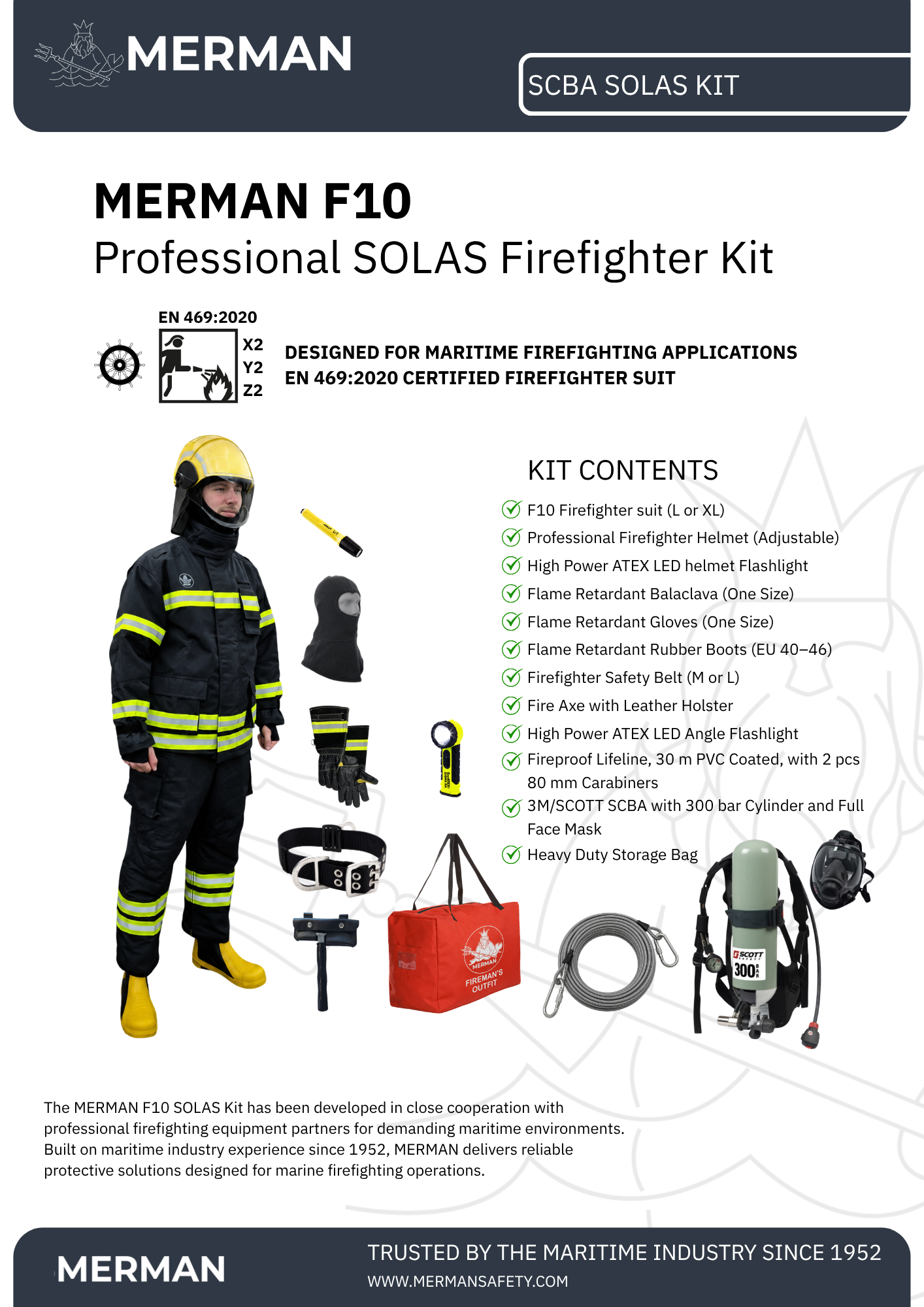 Cover of the MERMAN SCBA SOLAS Kit brochure